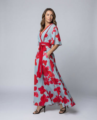Women’s Elegant Robe Dress with Flowing Fit & V-Neck Design | Amarae