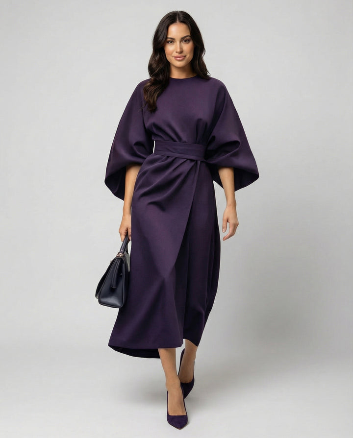 Lune London | Elegant Dress with Lantern Sleeves and Belt