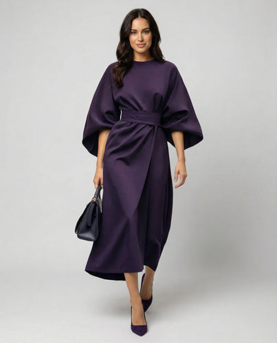 Amarae | Elegant Dress with Lantern Sleeves and Belt