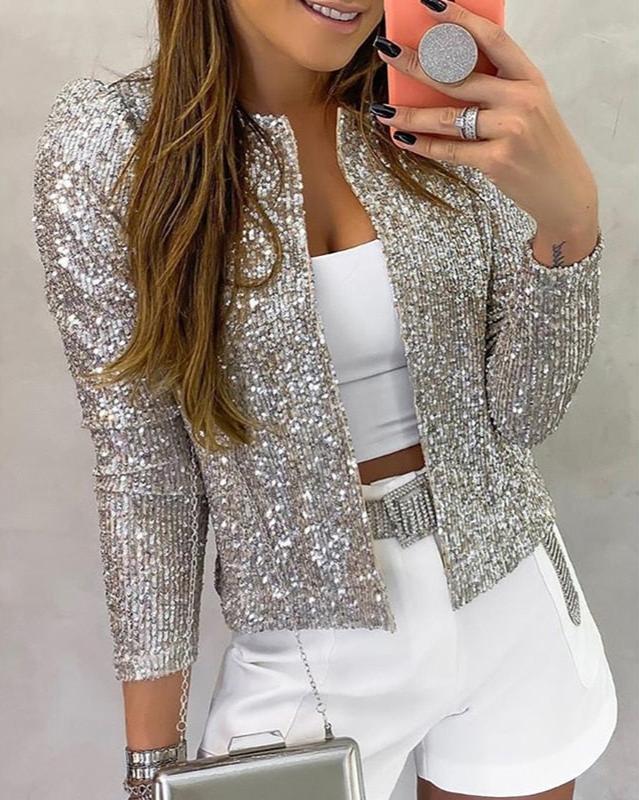Amarae | Jacket Sequins with Collarless Design