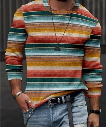 Chic Und Stil | Men's Long Sleeve Striped Sweatshirt