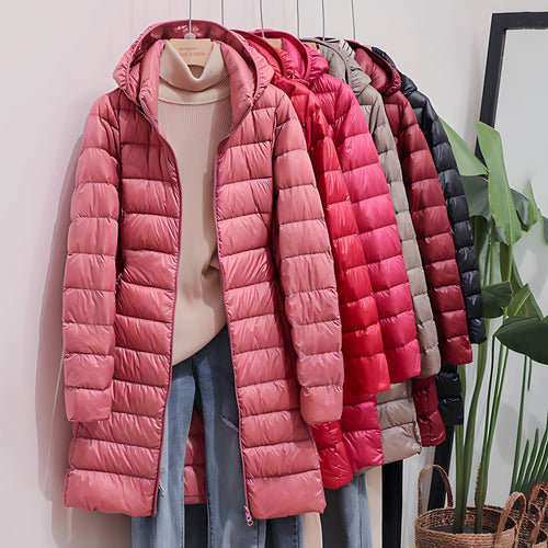 Amarae Long down jacket for women