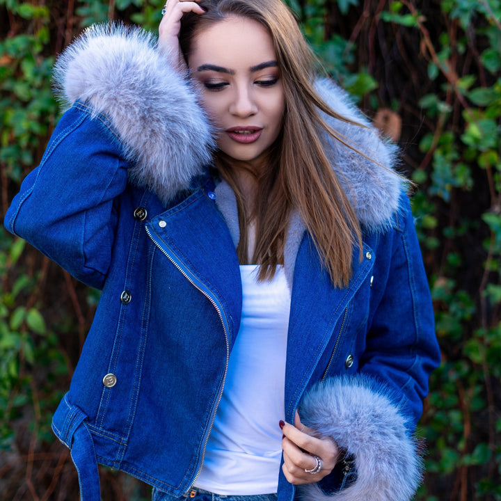 Lune London | Denim Jacket with Faux Fur Collar