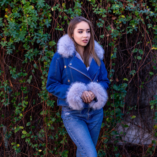 Amarae | Denim Jacket with Faux Fur Collar
