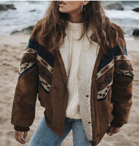 Amarae | Boho winter coat with ethnic pattern