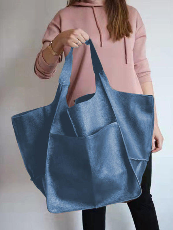 Chic Und Stil | Simple Large Bag Soft Leather Large Capacity One Shoulder Portable Tote Bag