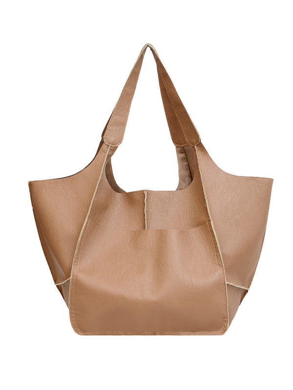 Chic Und Stil | Simple Large Bag Soft Leather Large Capacity One Shoulder Portable Tote Bag