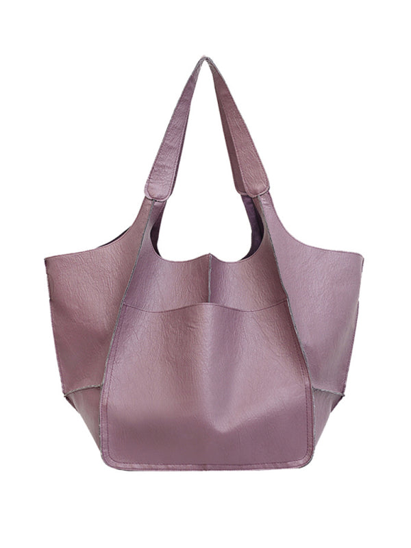 Chic Und Stil | Simple Large Bag Soft Leather Large Capacity One Shoulder Portable Tote Bag
