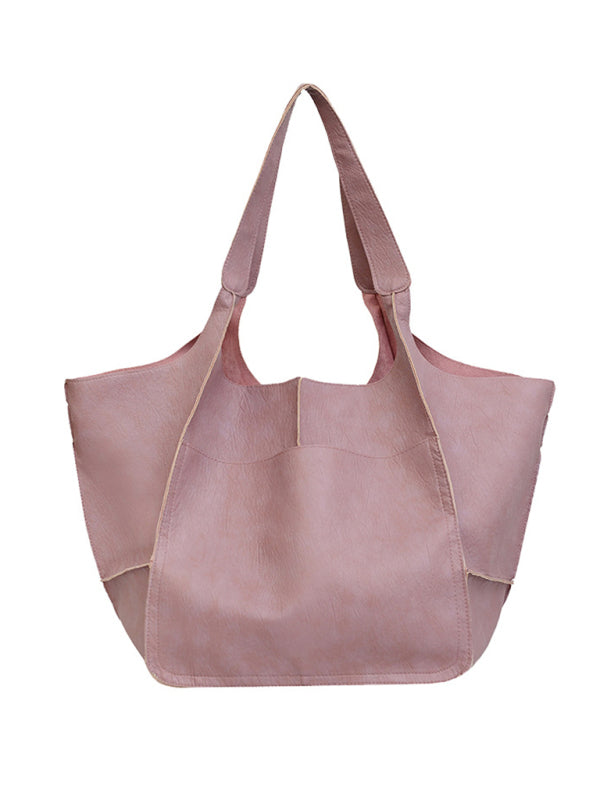 Chic Und Stil | Simple Large Bag Soft Leather Large Capacity One Shoulder Portable Tote Bag
