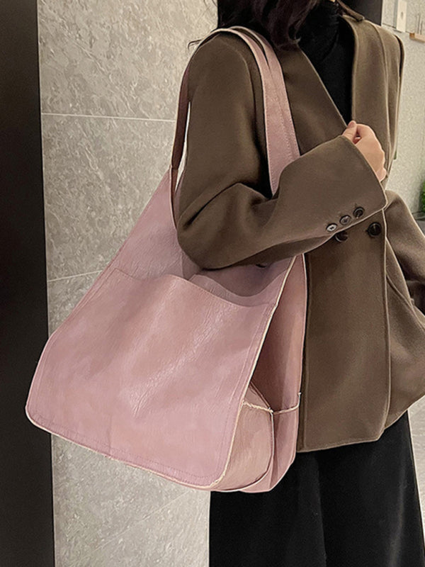 Chic Und Stil | Simple Large Bag Soft Leather Large Capacity One Shoulder Portable Tote Bag