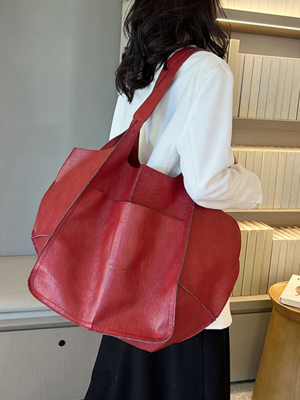 Chic Und Stil | Simple Large Bag Soft Leather Large Capacity One Shoulder Portable Tote Bag