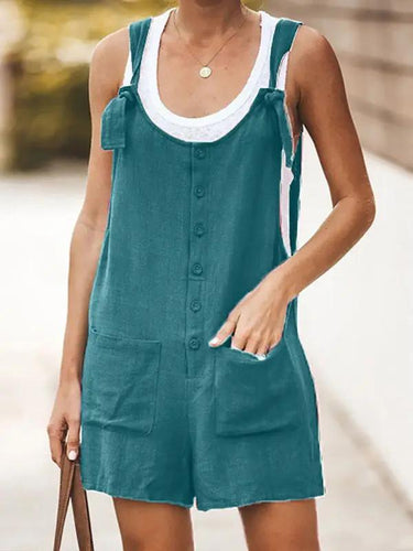 Amarae | Women's Daisy Cotton Linen Overall Shorts