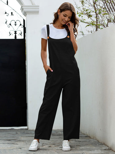 Amarae | Ladies Woven Retro Casual Long Overalls