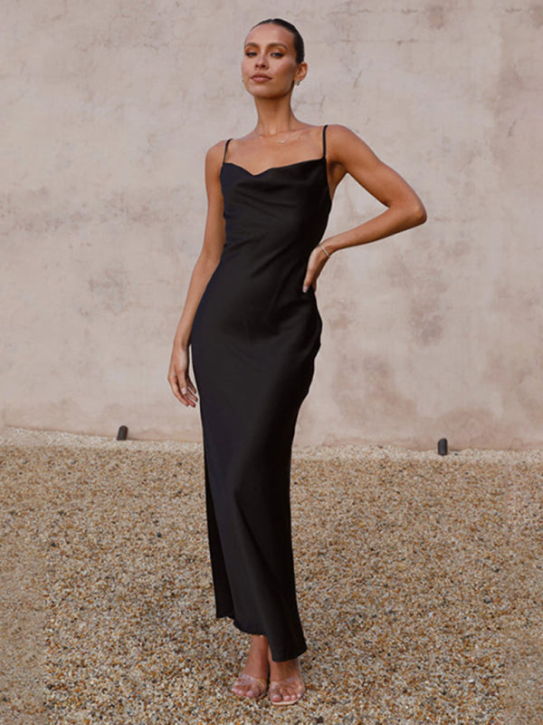 Lune London | Women's Suspender Deep V-Neck Slim Fashion Dress
