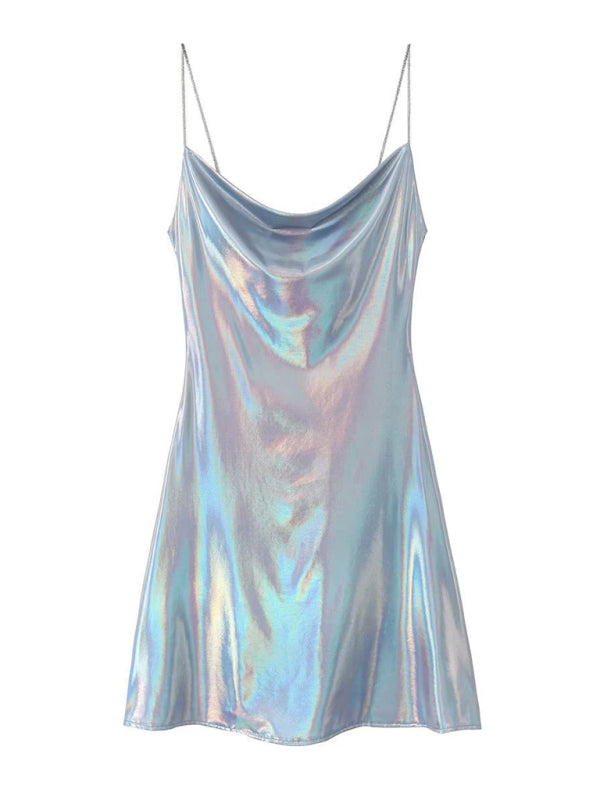 Lune London | Deep Back Neckline Metallic Straps Dress