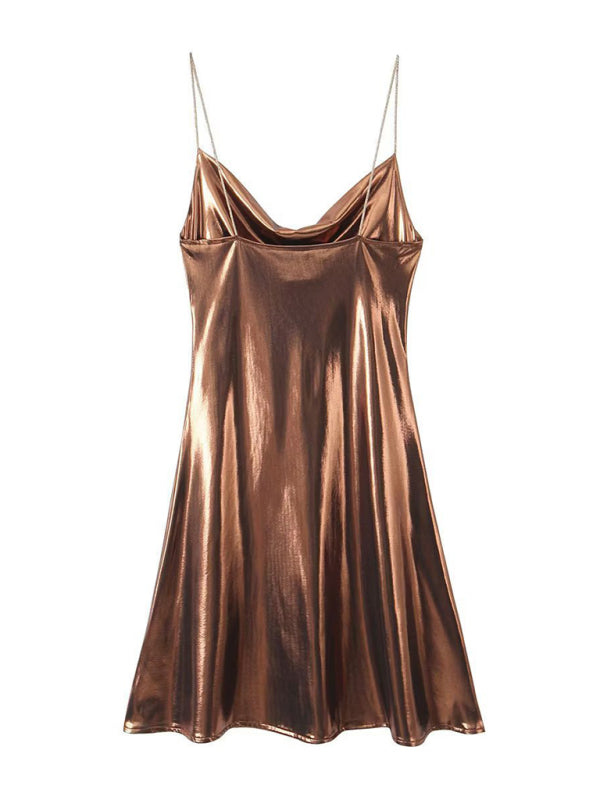 Lune London | Deep Back Neckline Metallic Straps Dress
