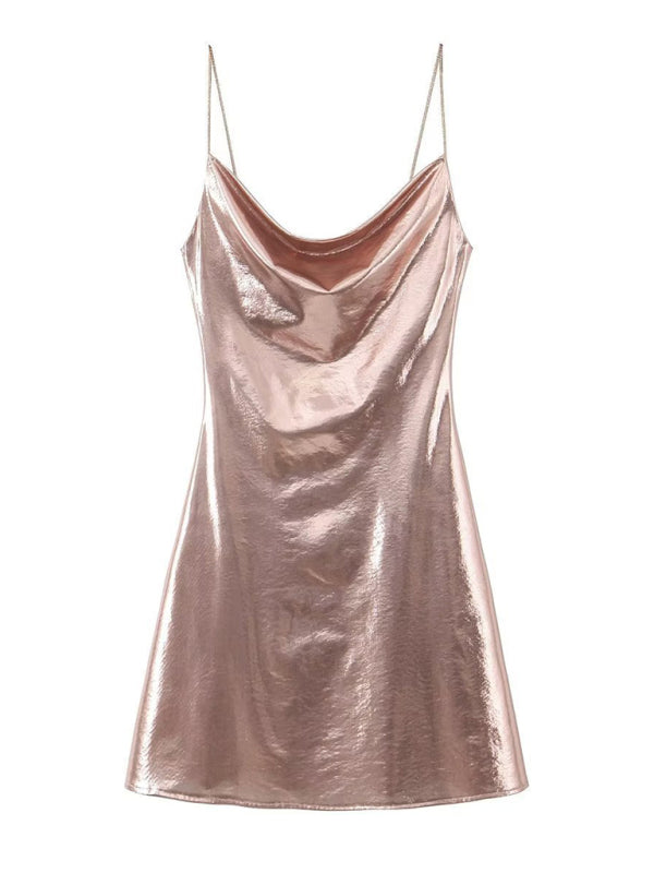 Lune London | Deep Back Neckline Metallic Straps Dress