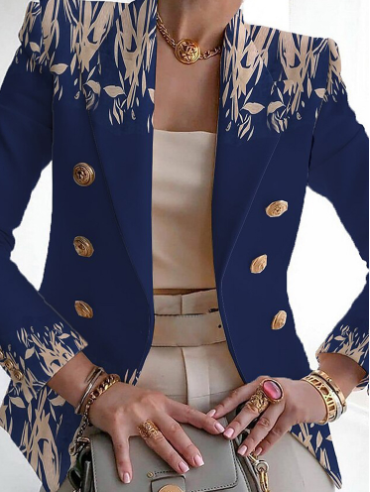 Amarae | Popular collarless outerwear with floral pattern