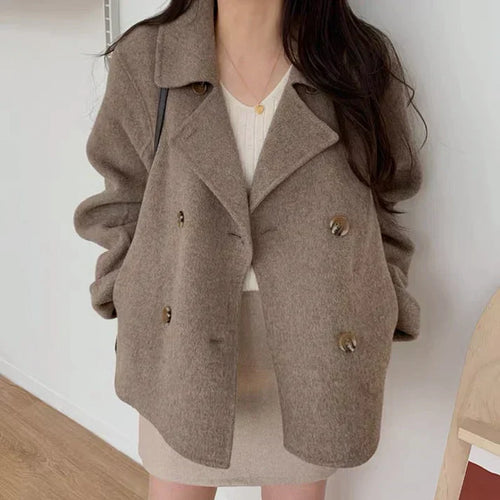 Amarae | Coat - Double Button Rows - Wool Blend - Oversized Fit - Classic Design