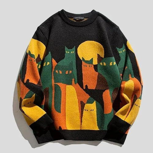 Amarae | Sweatshirt - Relaxed Fit - Knit Texture - Graphic Print - Crew Neck Casual