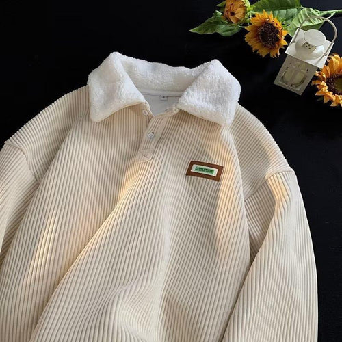 Amarae | Corduroy-Fleece-Collar Pullover