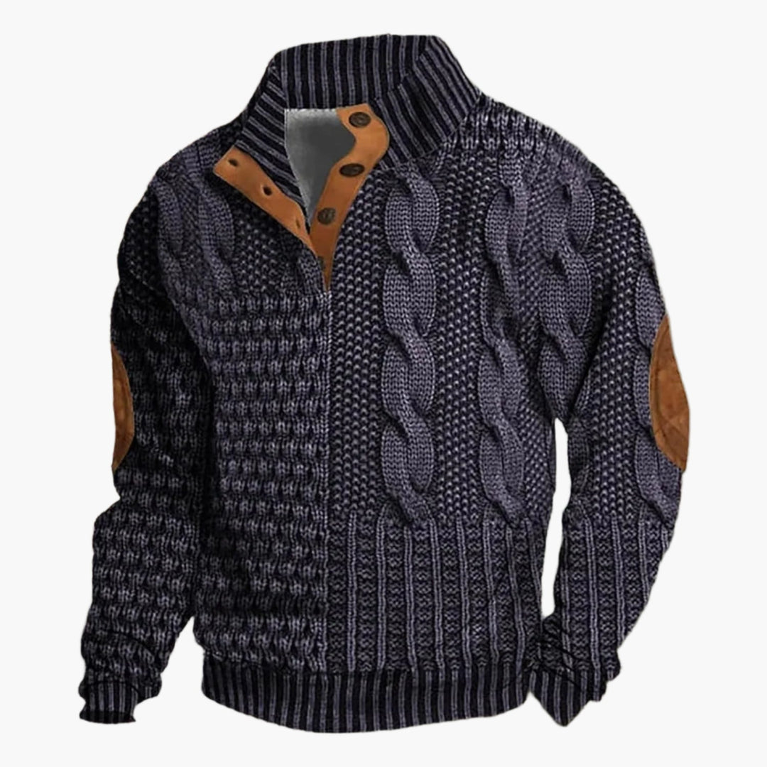 Amarae | Vintage Knit Pattern Bomber Jacket - Trendy Casual Jacket with Button Placket