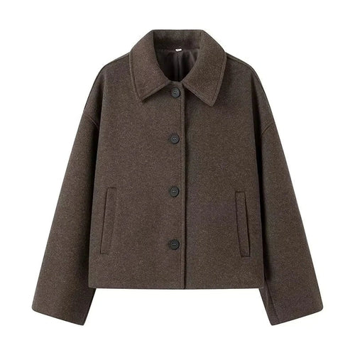 Amarae | Jacket - Boxy Fit - Button Closure - Wool Texture - Minimalist Design