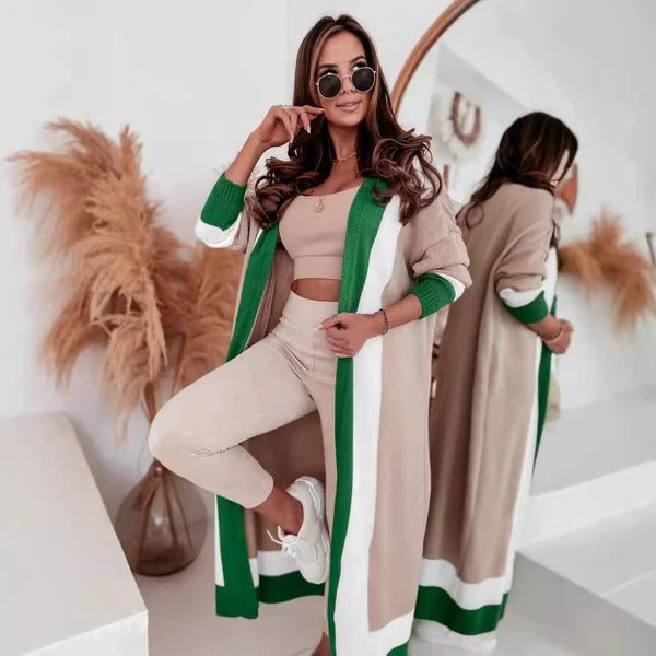 Amarae | Coat - Knit Design - Oversized Fit - Open Front - Full Length - Wide Collar