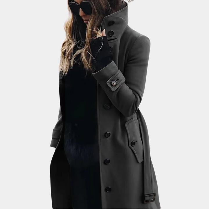 Amarae | Trench coat - Tailored fit - Wool texture - Belt pocket - Full length