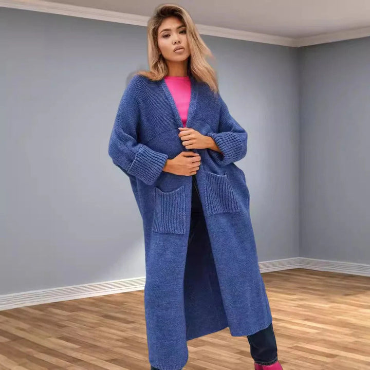 Lune London | Knit Coat - Oversized Fit - V-Neck - Long Sleeves with Pockets