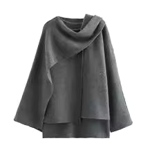 Amarae | Coat - Knit structure - Oversized fit - Asymmetrical collar - Mid-length