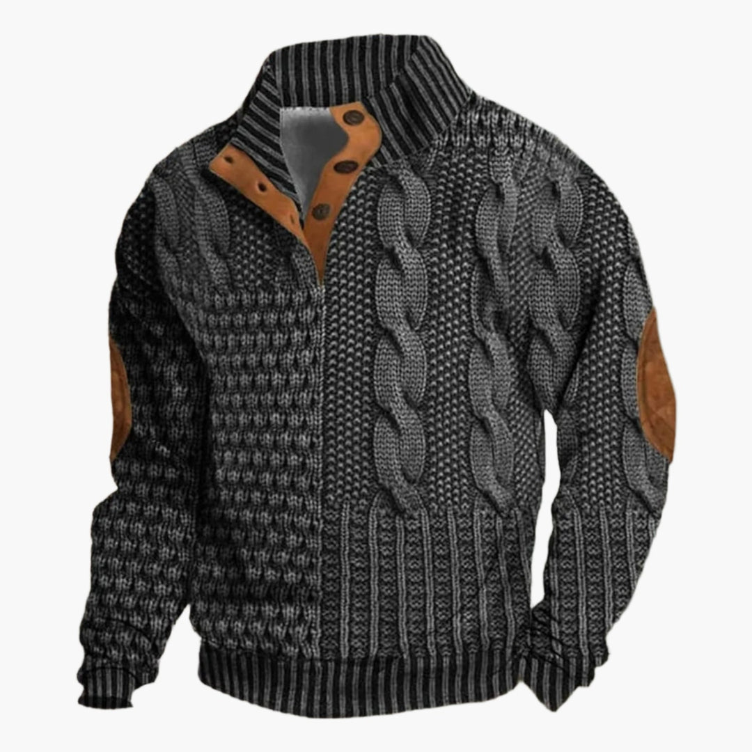 Amarae | Vintage Knit Pattern Bomber Jacket - Trendy Casual Jacket with Button Placket