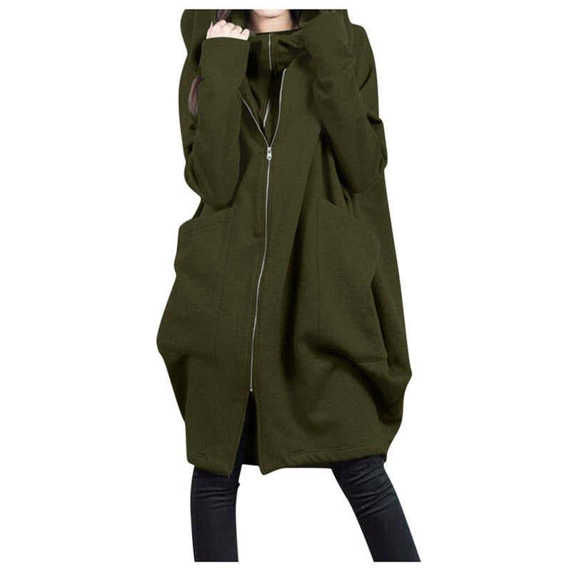 Amarae | Coat - Mid-length - Plus size fit - Hood - Zipper - Large pockets