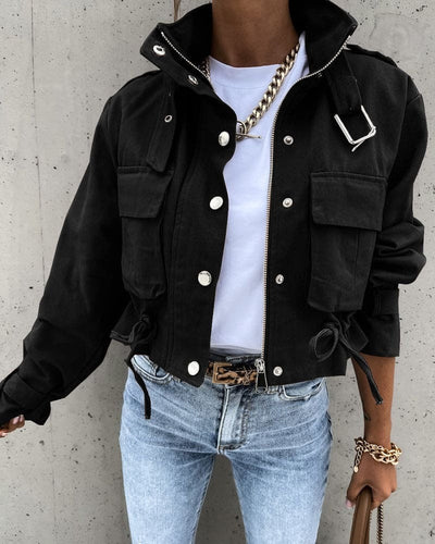 Amarae | Jacket - Short Utility Design - Structured Fit - Drawstring at Waist