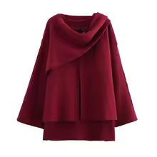 Amarae | Coat - Knit structure - Oversized fit - Asymmetrical collar - Mid-length
