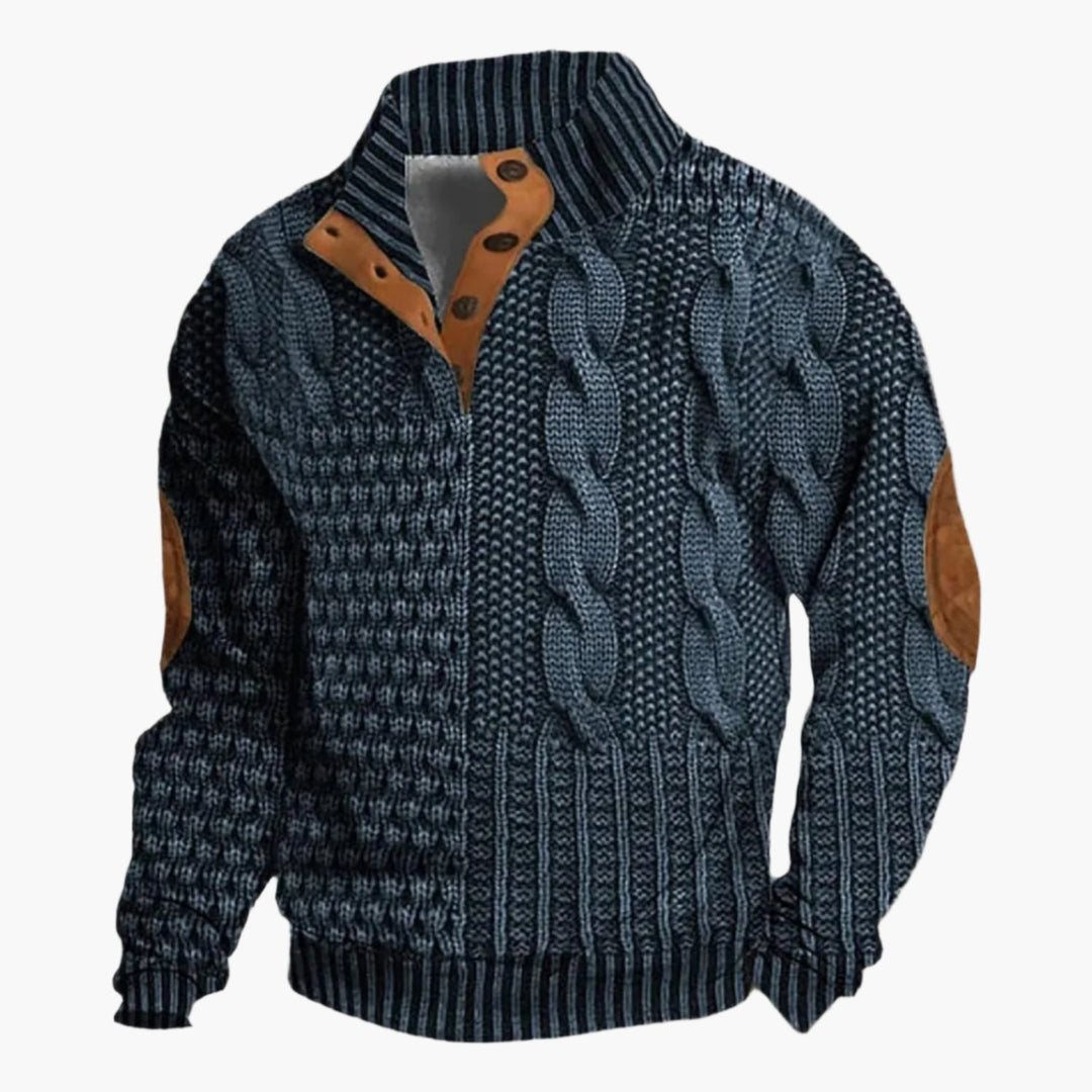 Amarae | Vintage Knit Pattern Bomber Jacket - Trendy Casual Jacket with Button Placket