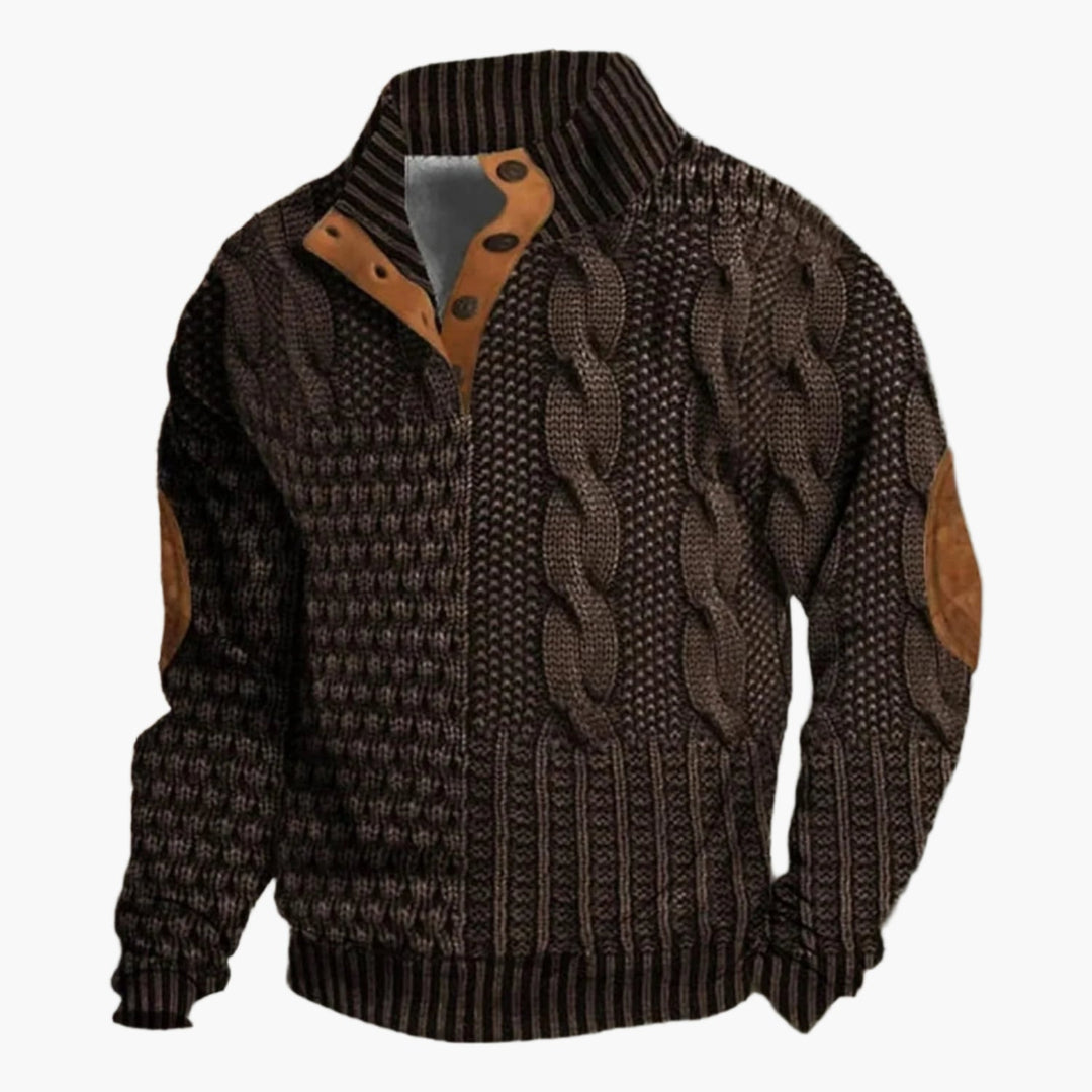 Amarae | Vintage Knit Pattern Bomber Jacket - Trendy Casual Jacket with Button Placket