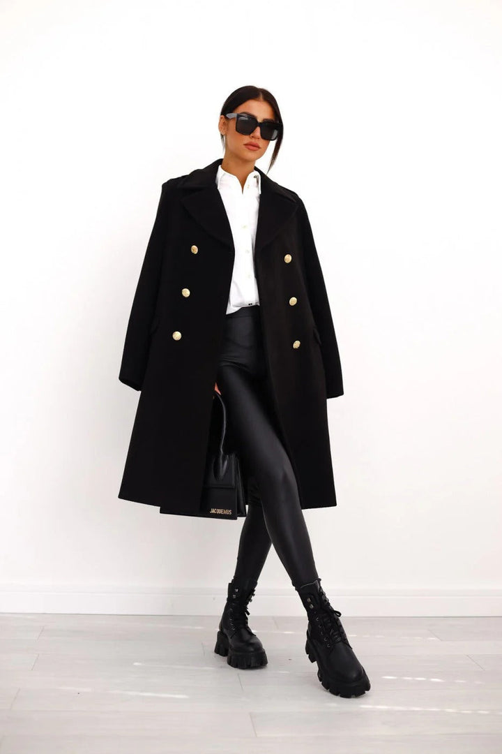 Amarae | longer coat - tailored fit - wool feel - double-breasted - classic lapel