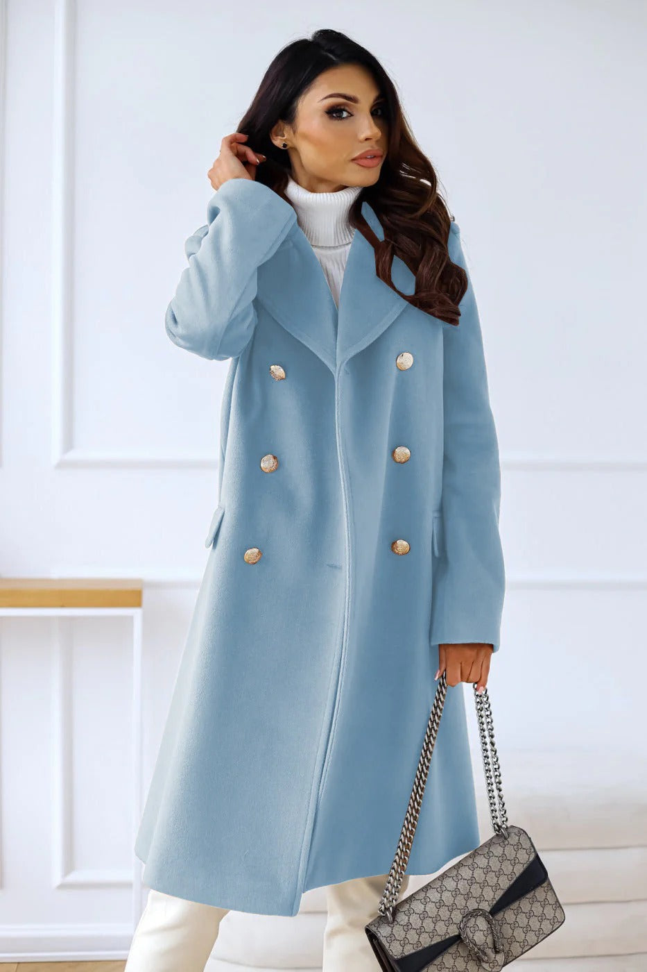 Amarae | longer coat - tailored fit - wool feel - double-breasted - classic lapel