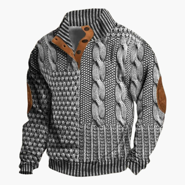 Amarae | Vintage Knit Pattern Bomber Jacket - Trendy Casual Jacket with Button Placket