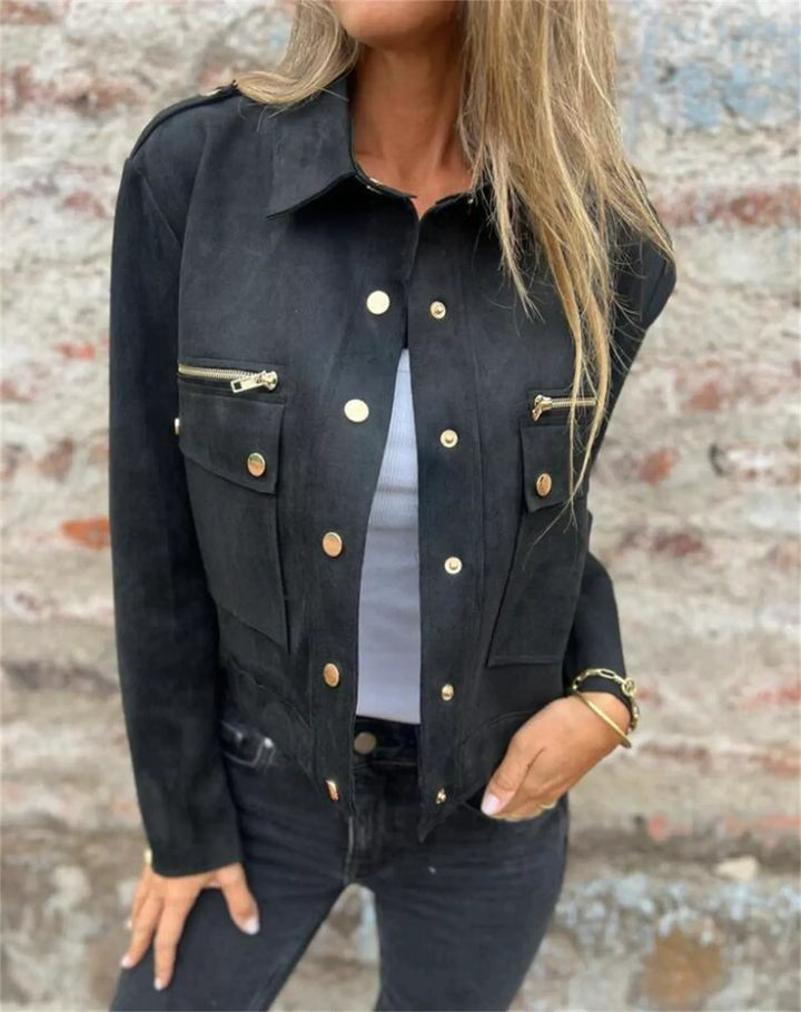 Amarae | Jacket - Structured Fit - Soft Suede - Classic Collar - Zipper