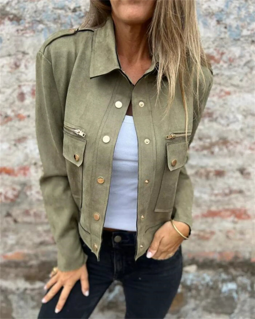 Amarae | Jacket - Structured Fit - Soft Suede - Classic Collar - Zipper