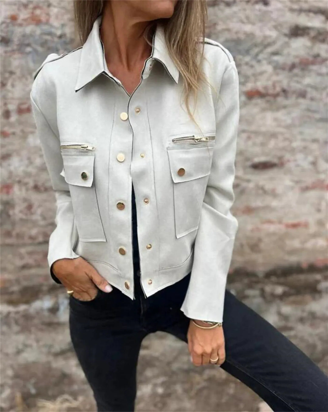 Amarae | Jacket - Structured Fit - Soft Suede - Classic Collar - Zipper