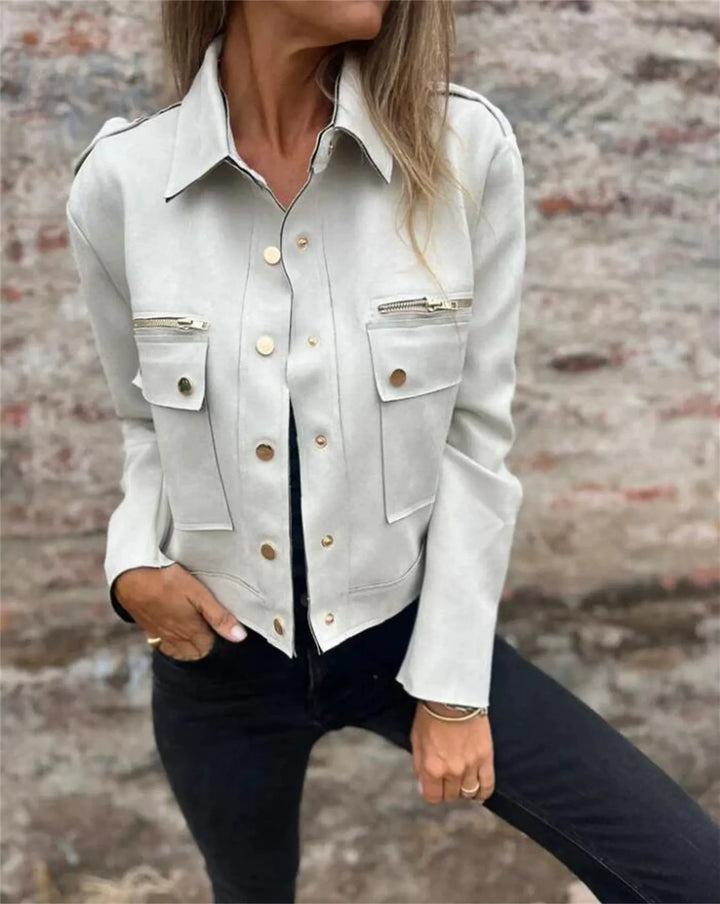 Amarae | Jacket - Structured Fit - Soft Suede - Classic Collar - Zipper