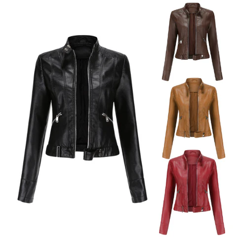 Amarae | Leather jacket - Modern design with zipper and pockets - Comfortable fit - Sydney