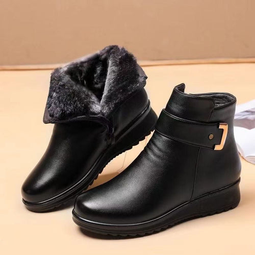 Amarae | Ankle Boots Leather Warm Lined Structured Fit Buckle Non-Slip Sole