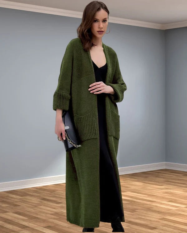 Lune London | Knit Coat - Oversized Fit - V-Neck - Long Sleeves with Pockets