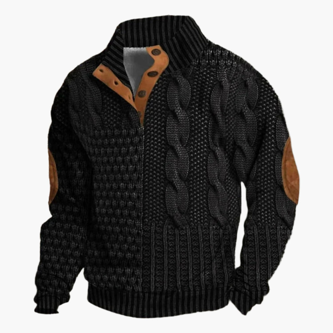 Amarae | Vintage Knit Pattern Bomber Jacket - Trendy Casual Jacket with Button Placket