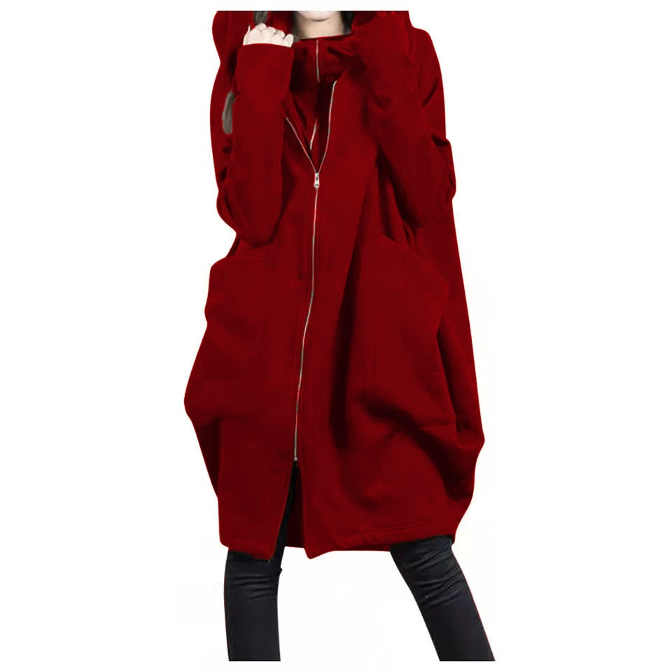 Amarae | Coat - Mid-length - Plus size fit - Hood - Zipper - Large pockets
