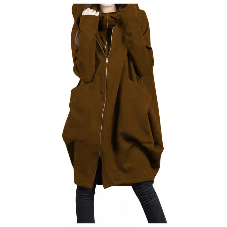 Amarae | Coat - Mid-length - Plus size fit - Hood - Zipper - Large pockets